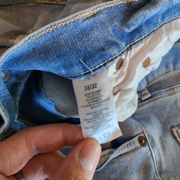Aeropostale Light Blue Stretch 33/34 Lightly Worn Ripped/Distressed Jeans - Picture 2 of 4